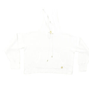 Michael Kors Women's White Waffle Knit Hoodie Sweatshirt Regular Size L